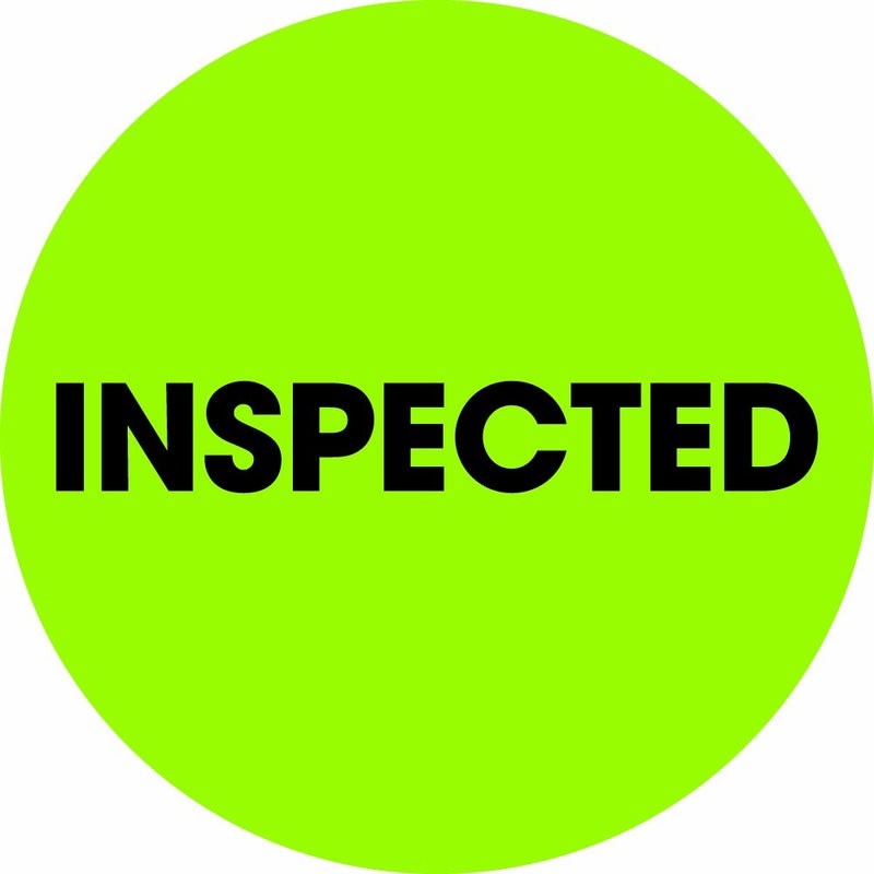Tape Logic 2' Circle Label  'Inspected'  Fluorescent Green  Roll of 500 Stickers  for Inventory Control and Warehouse Organization - Image 1